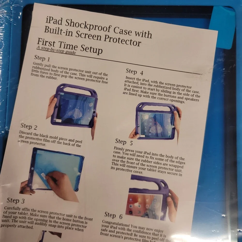 iPad Shockproof Case with Built-in Screen‎ Protector Blue